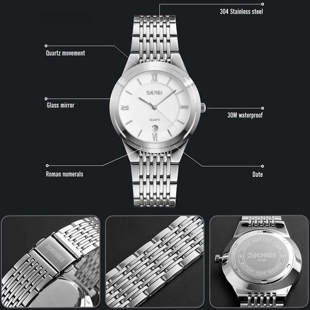 Time/Date Display, 30m Waterproof, Quartz Battery Movement,Quality, Stainless Armband, 3 Color types