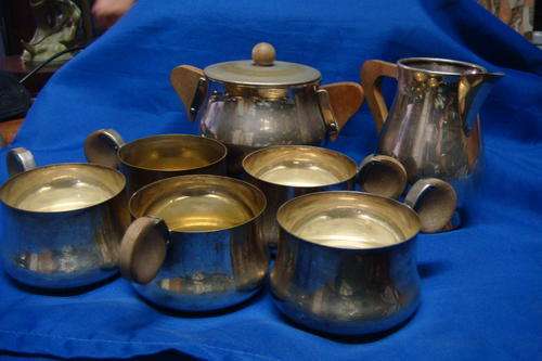 Silver Plated Tea/Coffee set with Wood handles.
