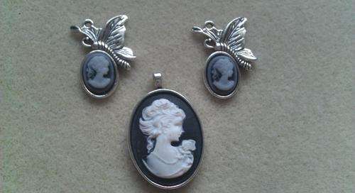 Cameo Pendant with Pretty Cameo Earrings