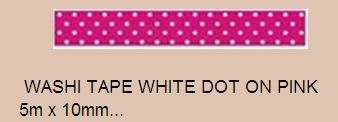 5m x 10mm WASHI TAPE PINK & WHITE DOT