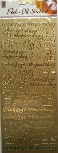 PEEL-OFFS  GELUKKIGE VERJAARSDAG -- GOUD