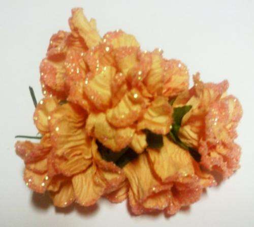 2.5cm MULBERRY FLOWERS GLITTER ORANGE 6