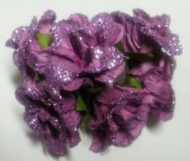 2.5cm PAPER FLOWERS PURPLE GLITTER 6