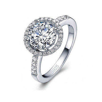Silver Cubic Zirconia Wholesale Jewelry Engagement Wedding Ring US Size 8