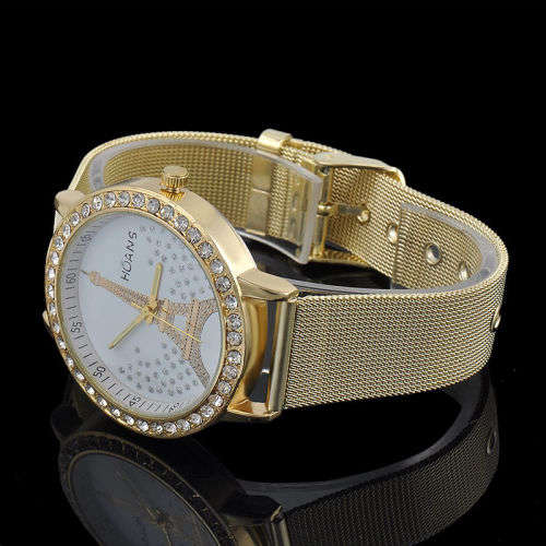 Hot Fashion Women Stainless Steel Crystal Dial Quartz Analog Luxury Wrist Watch