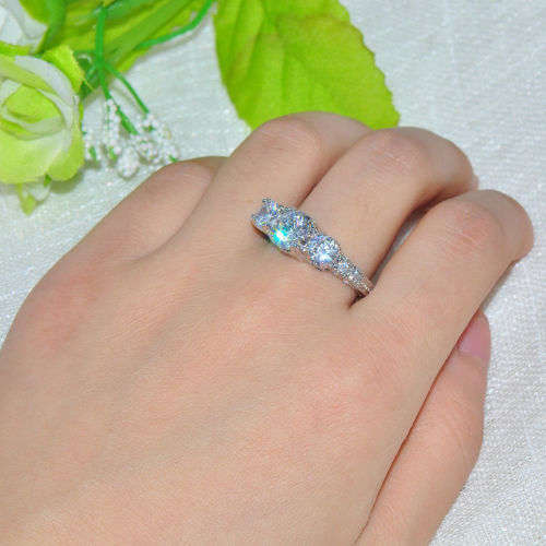 Wedding Bride 10K Gold Filled White Sapphire Ring Size 7 Engagement Jewelry