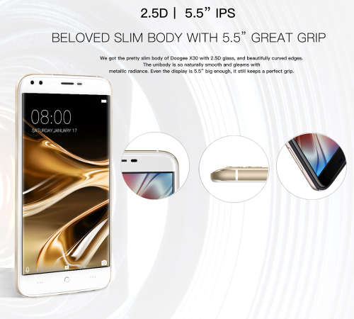 DOOGEE X30 Mobile phone Quad Camera 2x8.0MP+2x5.0MP Android 7.0 3360mAh 5.5'' HD MTK6580A Quad Core