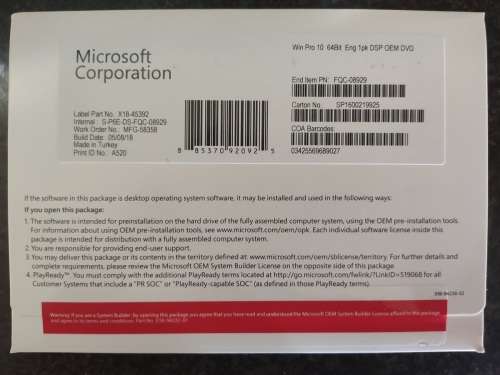 ***Brand New and Sealed*** Windows 10 Pro 64bit DSP package