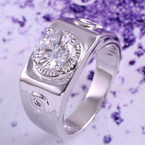 Stunning 9K White GF Cubic Zirconia Mens Ring,size 11.5,G543