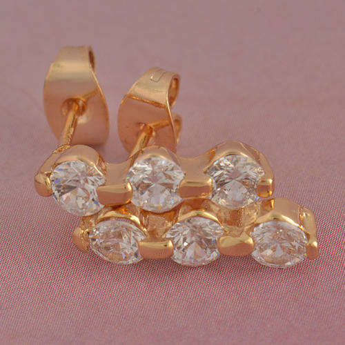 Cool 9K Real Gold Filled 2.26 CTW Cubic Zirconai Stud Earrings,F046