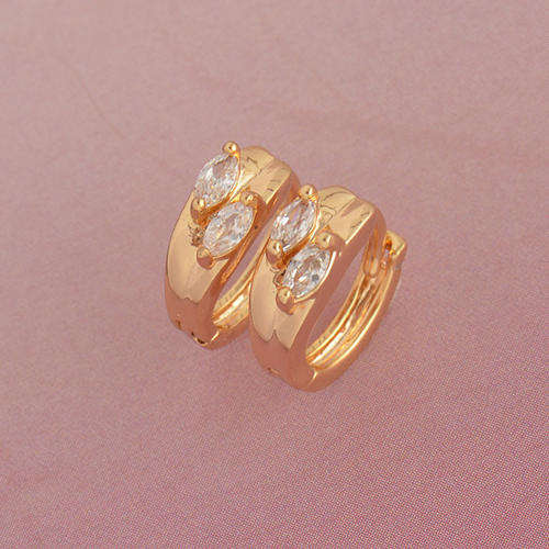 lovely 9K Solid Gold Filled CZ Girl Hoop Earrings,Z784