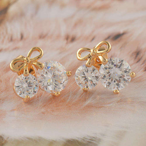 Trendy 9K Gold Filled CZ "Cherry" Earrings,Z783