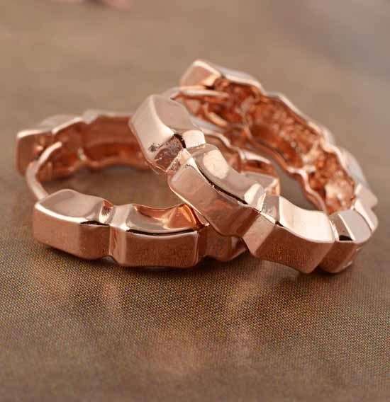 COOL 9K ROSE GOLD FILLED bamboo Hoop Earrings,E597