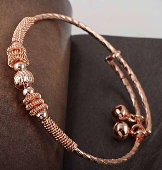 Lovely 9K Solid Rose Gold Filled Children Bracelet,B53