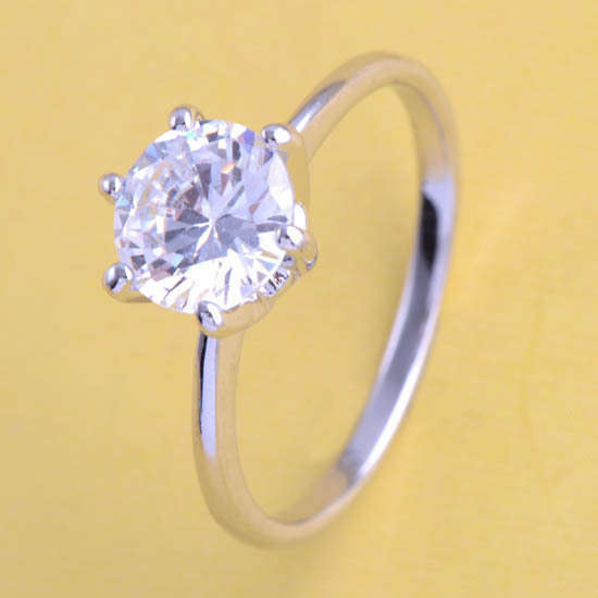 skillful 9k white gold filled top cz wedding bridal ring,size 8,R247