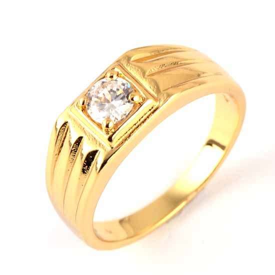 HANDSOME 9k Yellow Gold Filled CZ Men's Wedding Ring R259