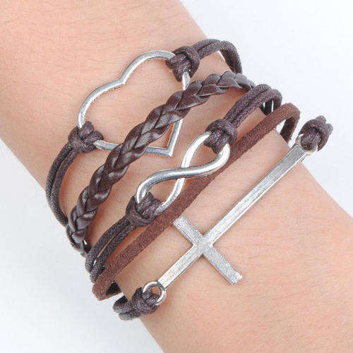 Infinity Heart Antique Silver Friendship Leather Cute Bracelet (141823760)