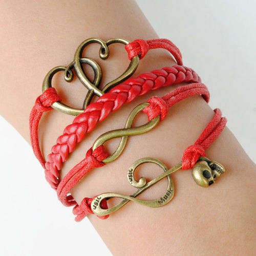Infinity Music Antique Bronze Leather Cute Bracelet (144548130)