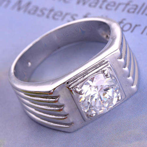 Brilliant 9K White Gold Filled CZ Men's Ring Size 10