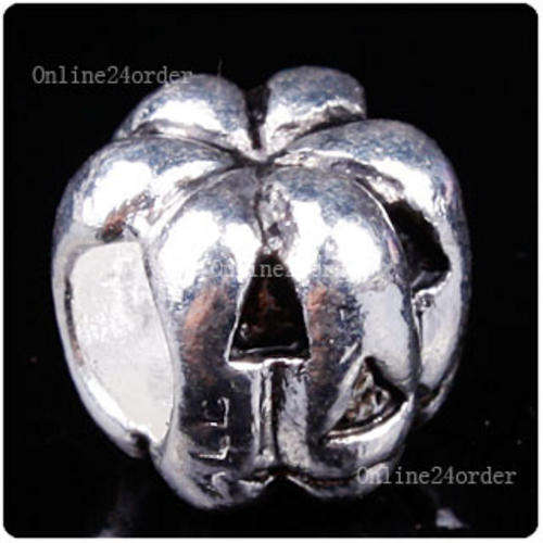 2 x Pumpkin Bead Charms Fit Pandora Troll Bracelet F009