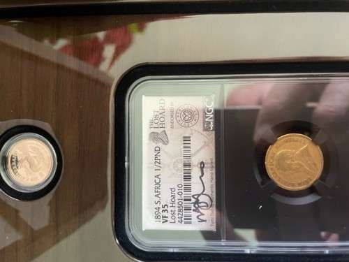 LOST HOARD SET - Gold 1/10th Krugerrand and 1894 ZAR Half Pond VF35. Extremely Low Mintage of 233