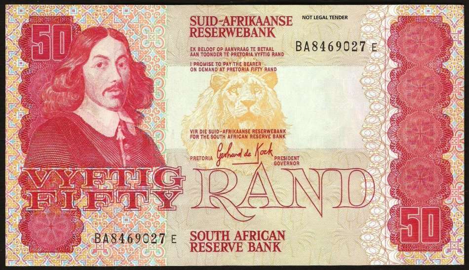 SA 50 Rand 1989 - G de Kock 3rd issue - VF+ condition