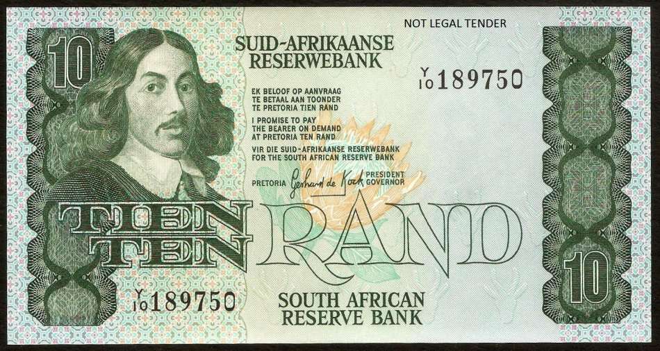 SA 10 Rand 1981 (G de Kock 1st Issue) *Y10 Replacement* in UNC condition - RARE!!!