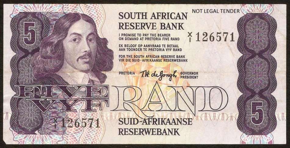 SA 5 Rand 1978 (TW de Jongh 4th Issue) *X1 Replacement*