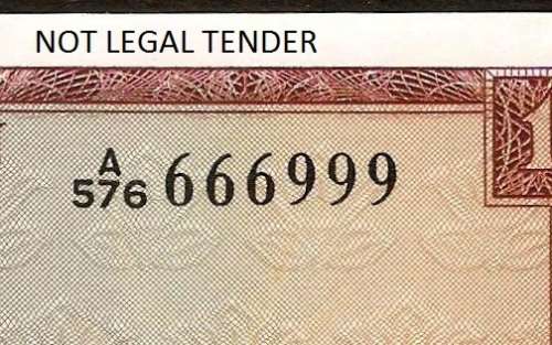 SA 1 Rand 1967 (TW de Jongh 1st Issue) Unique serial no.*666999* - UNC condition