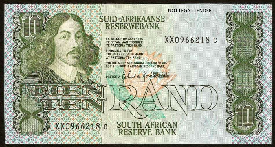 SA 10 Rand 1980's (G de Kock 3rd Issue) *XX Replacement* - EF+/aUNC condition