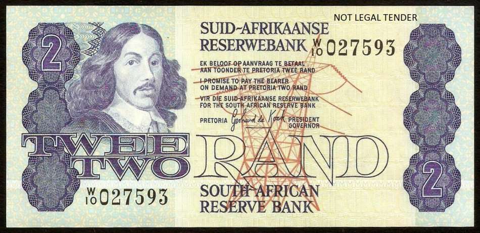 SA 2 Rand 1981 (G de Kock 1st Issue) W10 Replacement note - UNC condition