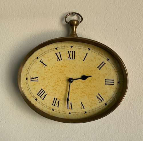 WALL CLOCK OVAL BRASS