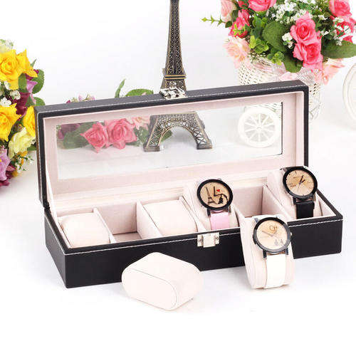 6 Grids Leather Watch Display Case Jewelry Collection Storage Holder Box Gift OZ