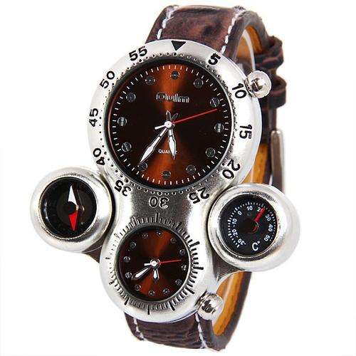 *Free Courier* Men sports watches 4 dail Atmos Brown Leather Strap watches Fashion army watch