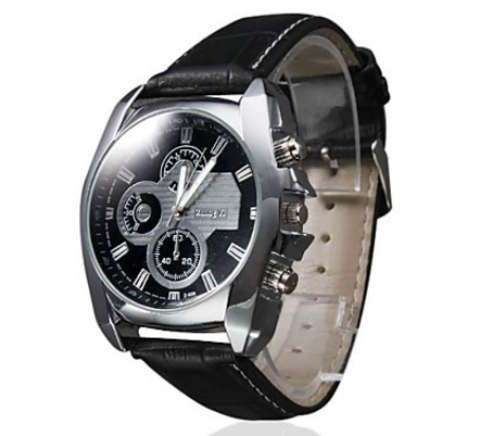 Hot Sale Men's Leather Strap Watch Elegant Men Quartz Watch Military Watch