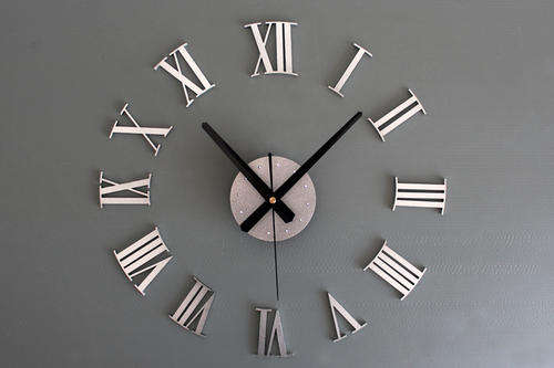 New DIY Wall Clock Roman Numeral 3D Mirrors Surface Large Size Luxury Art Clock-FREE SHIPPING
