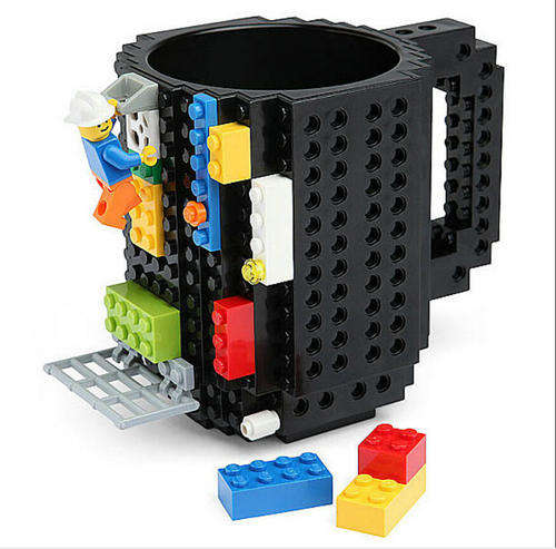Build-On Brick Mug 12oz BPA-free Grey Coffee Tea Mugs FUN GEEK Drink Cup