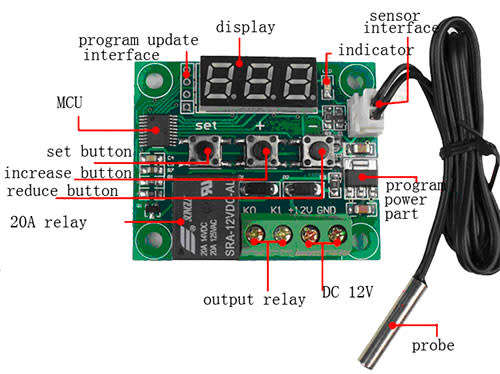 Temperature Controller Thermostat W1209 12V DC 500mm Probe **LOCAL STOCK**
