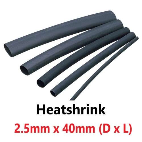Heatshrink 2.5mm x 40mm (Diameter x Length) Black **LOCAL STOCK**