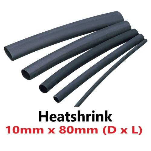 Heatshrink 10mm x 80mm (Diameter x Length) Black **LOCAL STOCK**