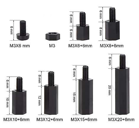 Standoff Nylon M3x15 (Male - Female) BLACK **LOCAL STOCK**