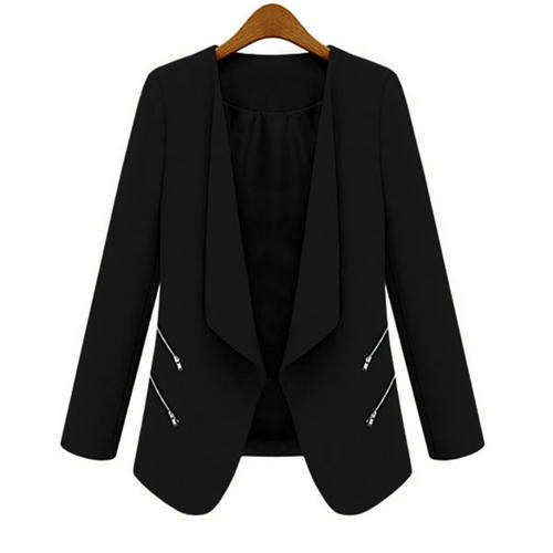 Women's Winter Slim Ladies Zipper Blazer/Jacket BLACK, BLUE, WHITE Size S,M