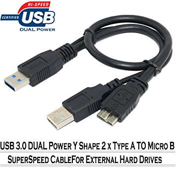 USB 3.0 Dual Power Y Shape Type A to Type B Micro Cable ***LOCAL STOCK***