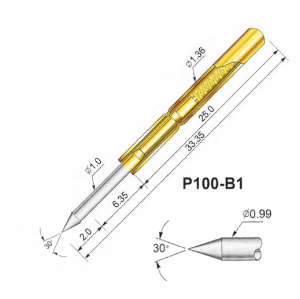Pogo Pin Spring Test Probe P100-B1 1.36mm x 33.35mm 10 Pieces ***LOCAL STOCK***