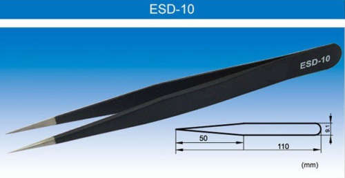 Tweezers Stainless Steel Non-Static ESD-10 ***LOCAL STOCK***