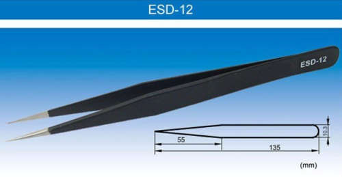 Tweezers Stainless Steel Non-Static ESD-12 ***LOCAL STOCK***