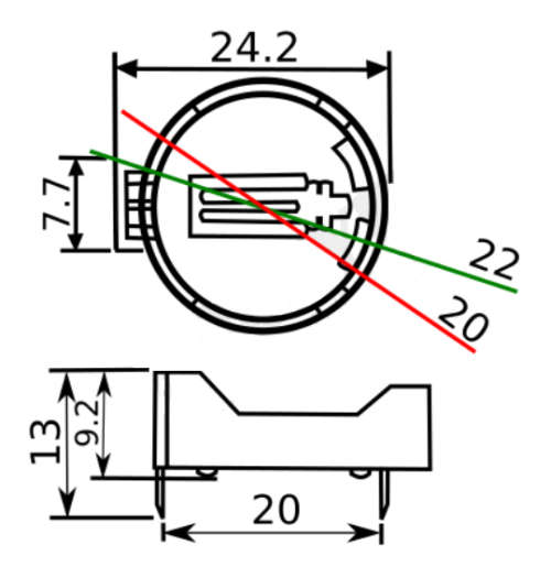 CR2032/2020/2025 Battery Holder PCB Mount 20mm ***LOCAL STOCK***