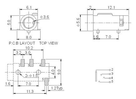 3.5MM Audio 4 Poles PCB Mount Female Jack PJ-320D ***LOCAL STOCK***