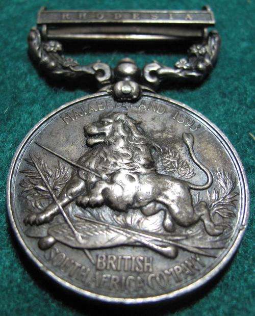 SCARCE 1893 BRITISH SOUTH AFRICA MEDAL FOR MATABELELAND WITH RHODESIA CLASP