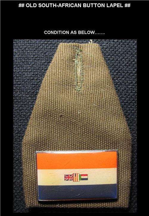 # OLD SOUTH-AFRICAN FLAG BUTTON LAPEL #